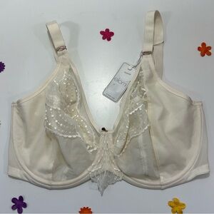 Elomi Priya Ivory Lace Unlined Bra 38J NWT
